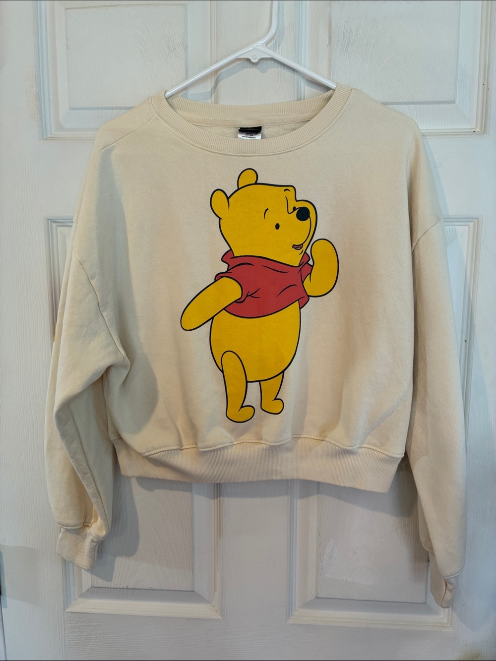 Disney Size Small Cream Sweatshirt with Yellow & Red Winnie the Pooh Graphic